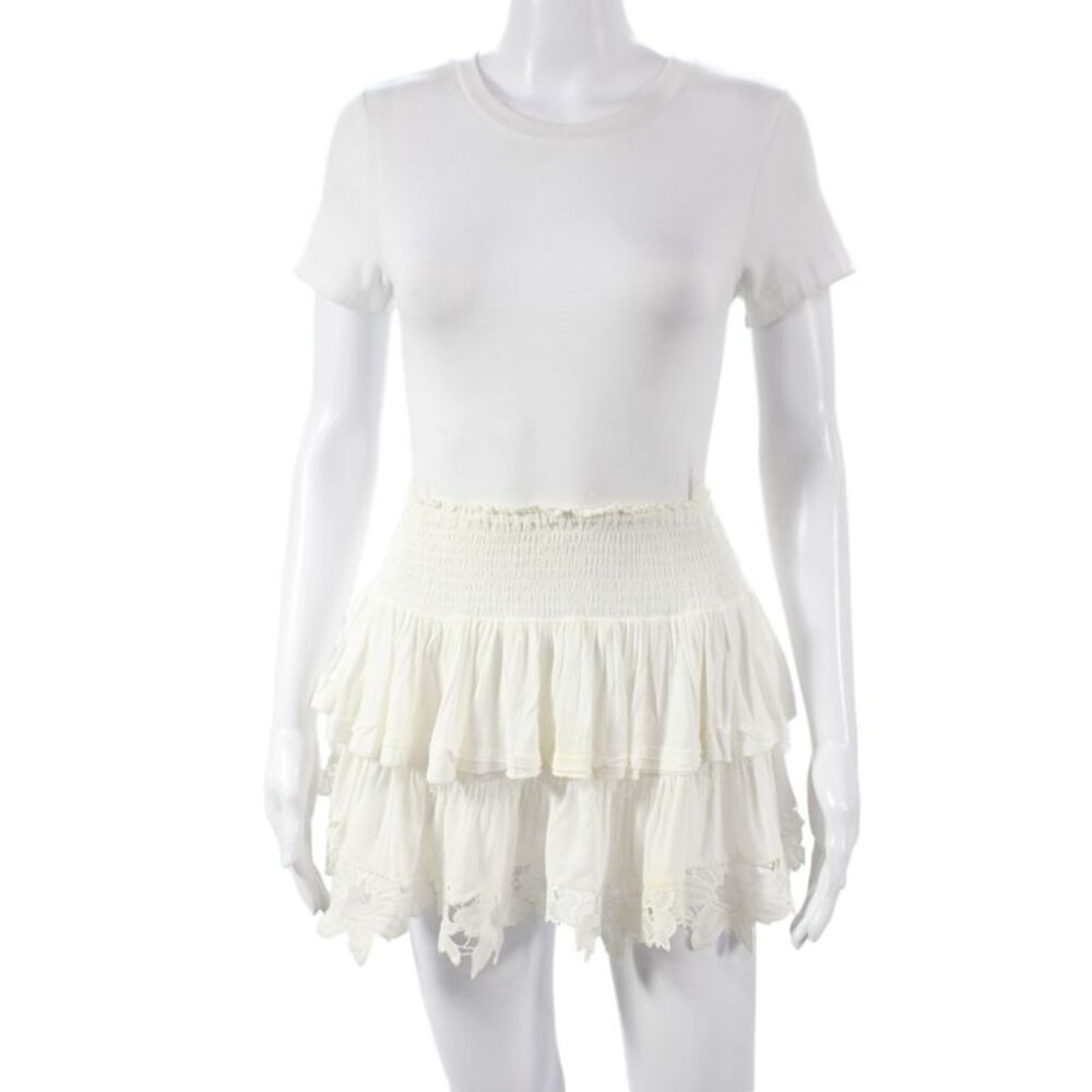 Muche Et Muchette Womens White Boho Mini Skirt Polyester Size One Size